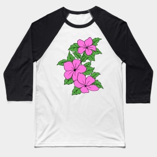 Pink Cherry Blossom Hand Drawn Gardening Gift Baseball T-Shirt